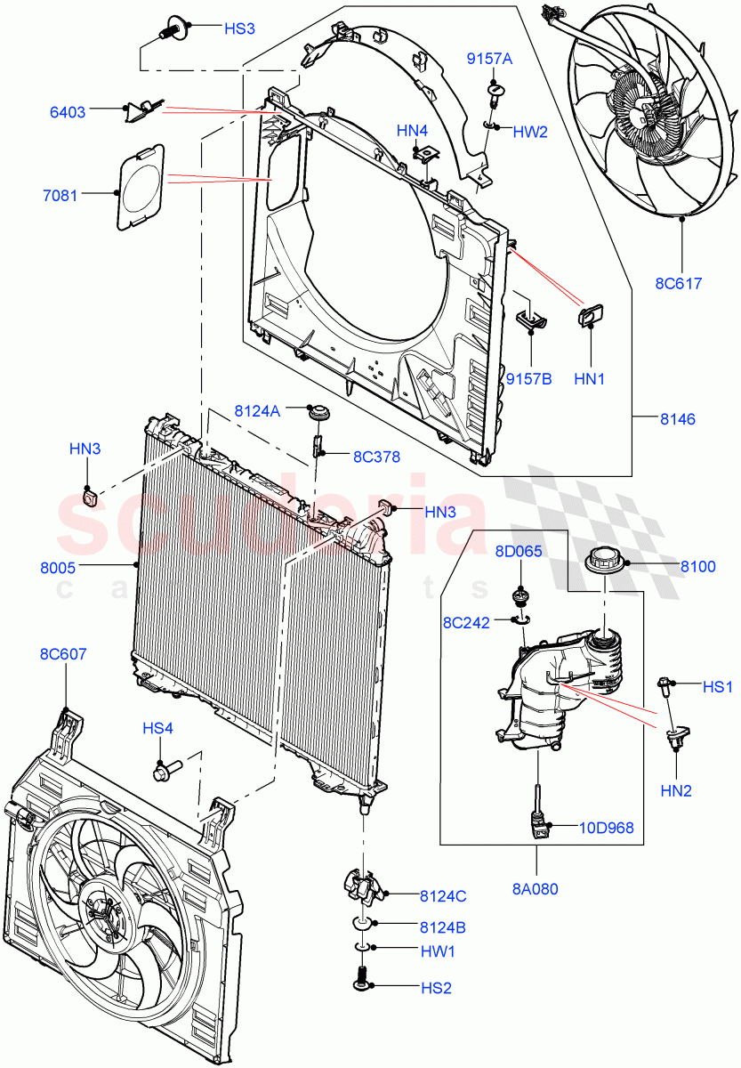 Radiator/Coolant Overflow Container (Main Unit) (3.0L AJ20P6 Petrol High) ((V) FROMKA000001) of Land Rover Land Rover Range Rover (2012-2021) [3.0 I6 Turbo Petrol AJ20P6]