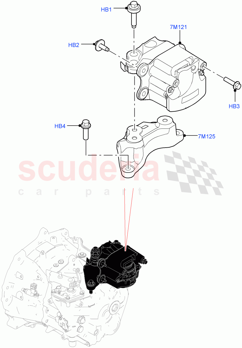 Transmission Mounting (2.0L AJ21D4 Diesel Mid, 6 Speed Manual Trans BG6, Halewood (UK)) ((V) FROMMH000001) of Land Rover Land Rover Discovery Sport (2015+) [2.0 Turbo Petrol GTDI]