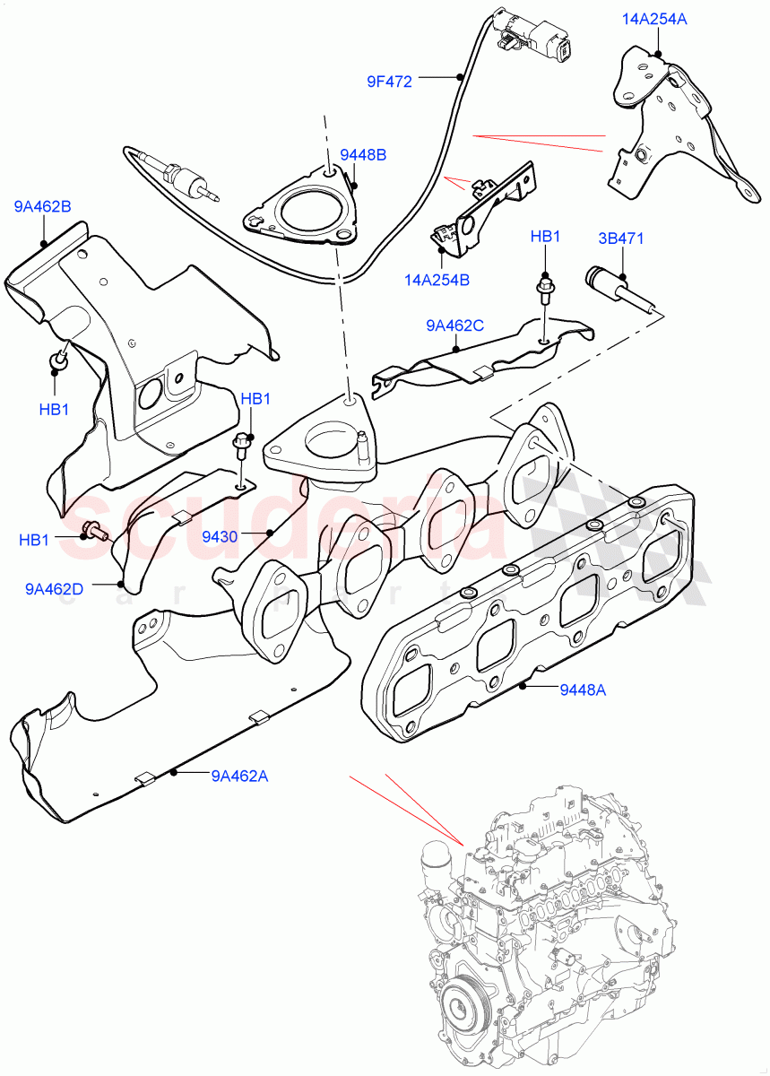 Exhaust Manifold (Solihull Plant Build) (2.0L I4 DSL MID DOHC AJ200) ((V) FROMHA000001) of Land Rover Land Rover Discovery 5 (2017+) [2.0 Turbo Diesel]