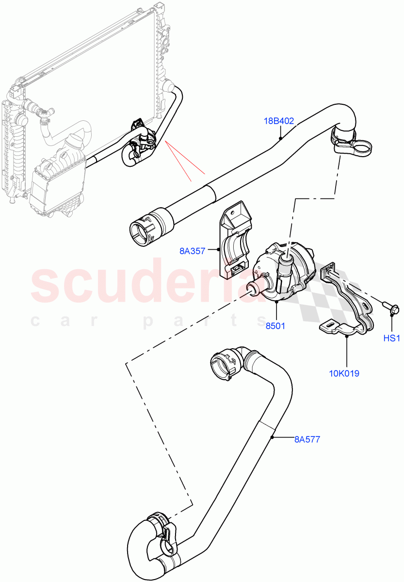 Water Pump (Auxiliary Unit) (2.0L AJ20P4 Petrol Mid PTA, Changsu (China), Extra High Engine Cooling) of Land Rover Land Rover Discovery Sport (2015+) [2.0 Turbo Petrol AJ200P]