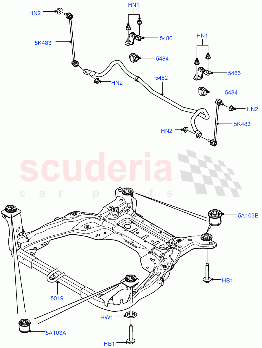 Front Cross Member & Stabilizer Bar (Changsu (China)) ((V) FROMFG000001, (V) TOKG446856) of Land Rover Land Rover Discovery Sport (2015+) [2.0 Turbo Diesel AJ21D4]