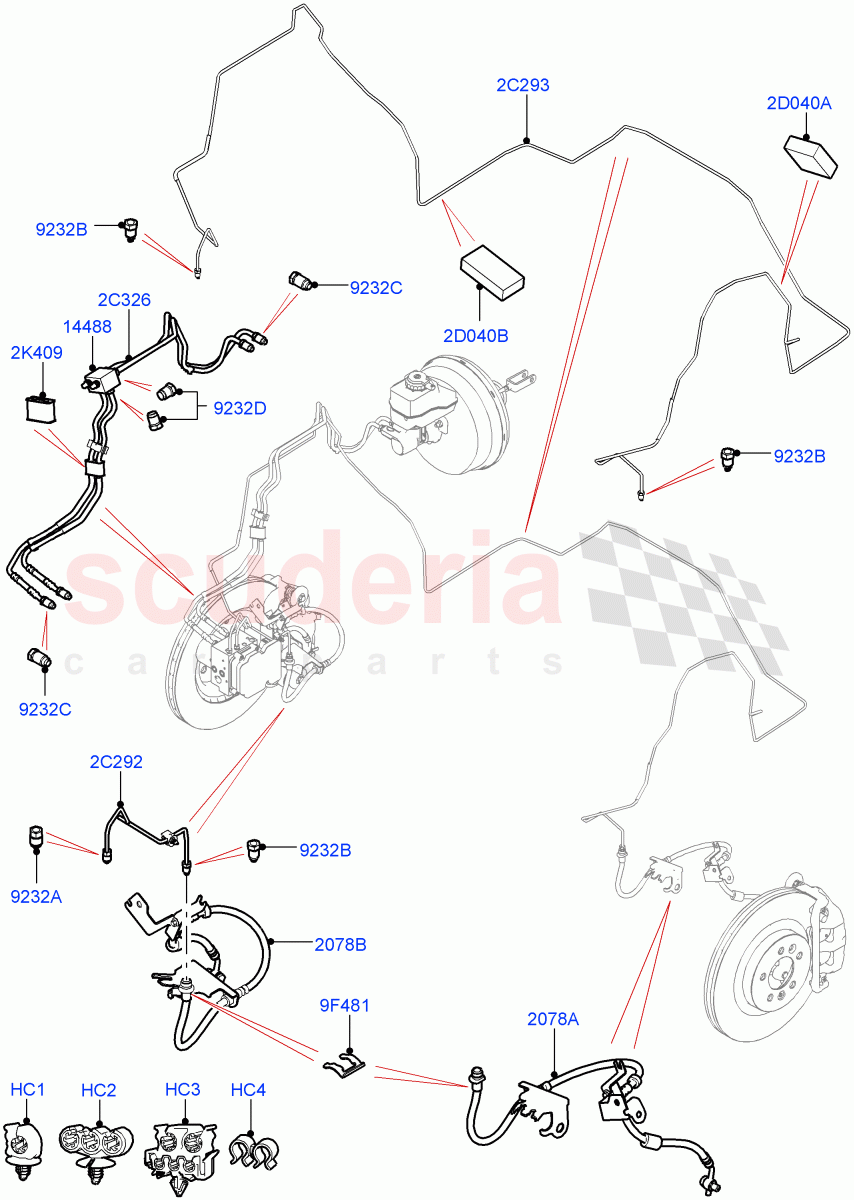 Front Brake Pipes(Nitra Plant Build)(RHD)((V)FROMK2000001,(V)TOL2999999) of Land Rover Land Rover Discovery 5 (2017+) [3.0 Diesel 24V DOHC TC]