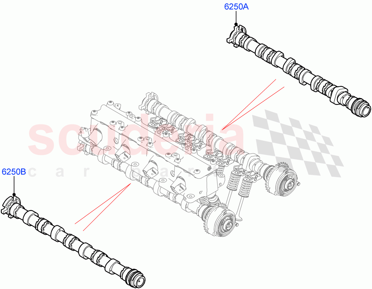 Camshaft (2.0L AJ20P4 Petrol Mid PTA, Itatiaia (Brazil), 2.0L AJ20P4 Petrol High PTA, 2.0L AJ20P4 Petrol E100 PTA) of Land Rover Land Rover Range Rover Evoque (2019+) [2.0 Turbo Petrol AJ200P]