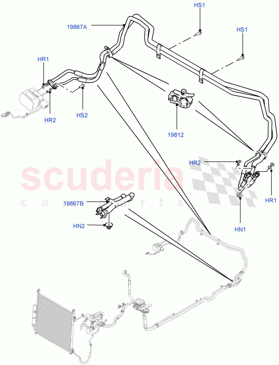 Air Conditioning Condensr/Compressr (Rear) (Air Conditioning Hybrid-Front/Rear) ((V) FROMEA000001, (V) TOHA999999) of Land Rover Land Rover Range Rover (2012-2021) [2.0 Turbo Petrol GTDI]
