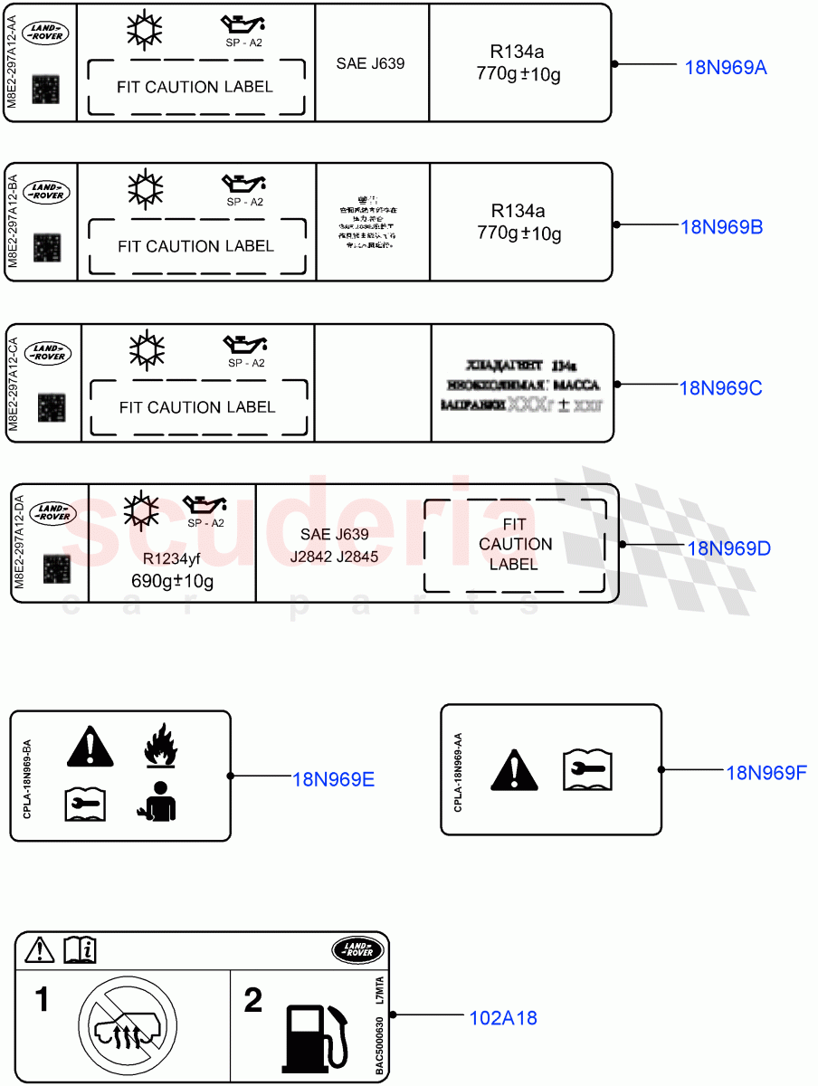Labels (Air Conditioning) of Land Rover Land Rover Range Rover (2022+) [3.0 I6 Turbo Petrol AJ20P6]
