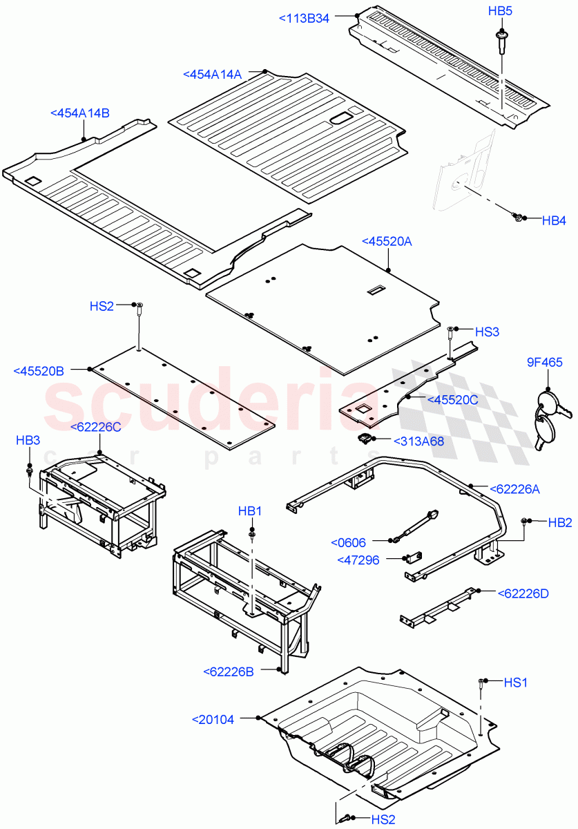 Load Compartment Trim(Commercial)(Short Wheelbase,Version - Commercial)((V)FROMM2000001) of Land Rover Land Rover Defender (2020+) [3.0 I6 Turbo Petrol AJ20P6]