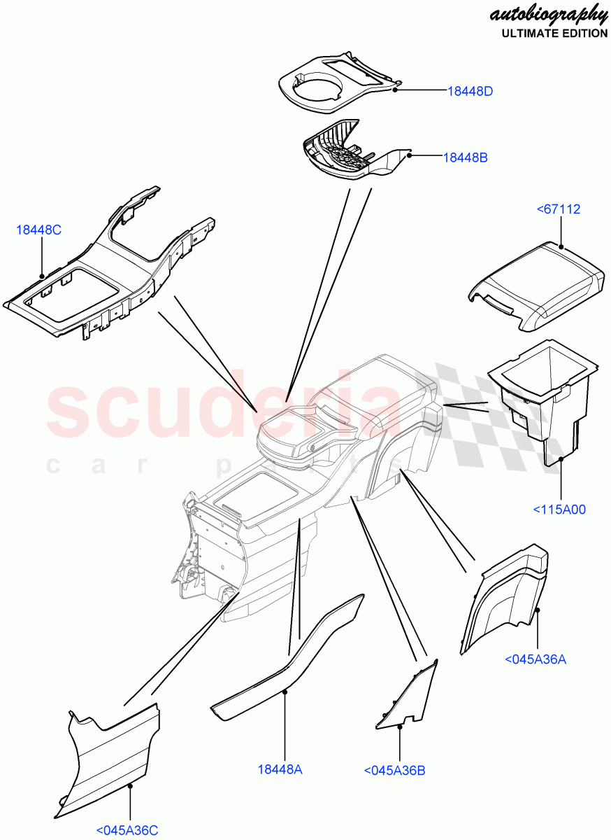 Console - Floor (Rear) (Autobiography Ultimate Edition) ((V) FROMBA344356) of Land Rover Land Rover Range Rover (2010-2012) [5.0 OHC SGDI NA V8 Petrol]