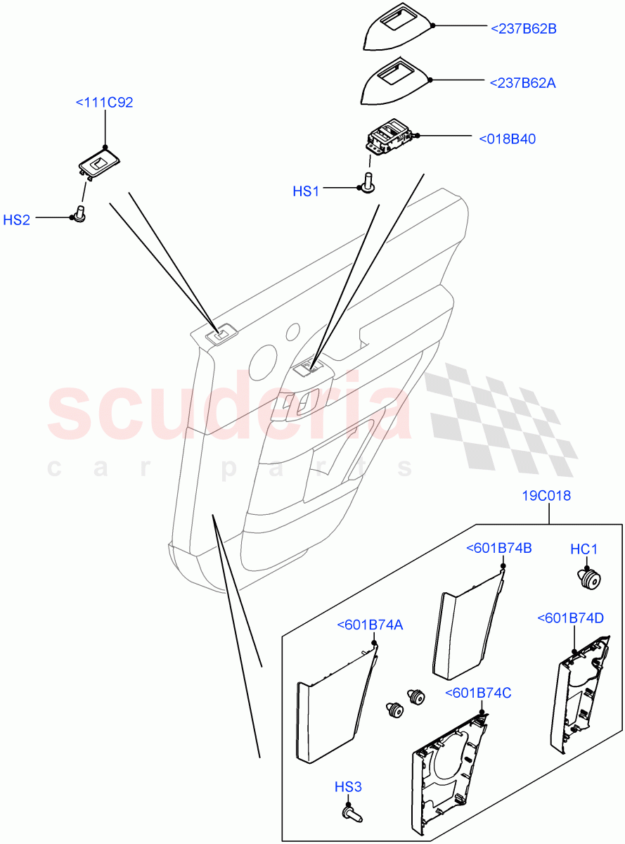 Rear Door Trim Installation (Speaker Grille, For Switches) ((V) TOHA999999) of Land Rover Land Rover Range Rover (2012-2021) [3.0 I6 Turbo Diesel AJ20D6]