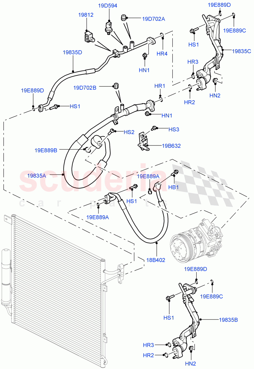 Air Conditioning System (Front) (Cologne V6 4.0 EFI (SOHC)) ((V) FROMAA000001) of Land Rover Land Rover Discovery 4 (2010-2016) [4.0 Petrol V6]