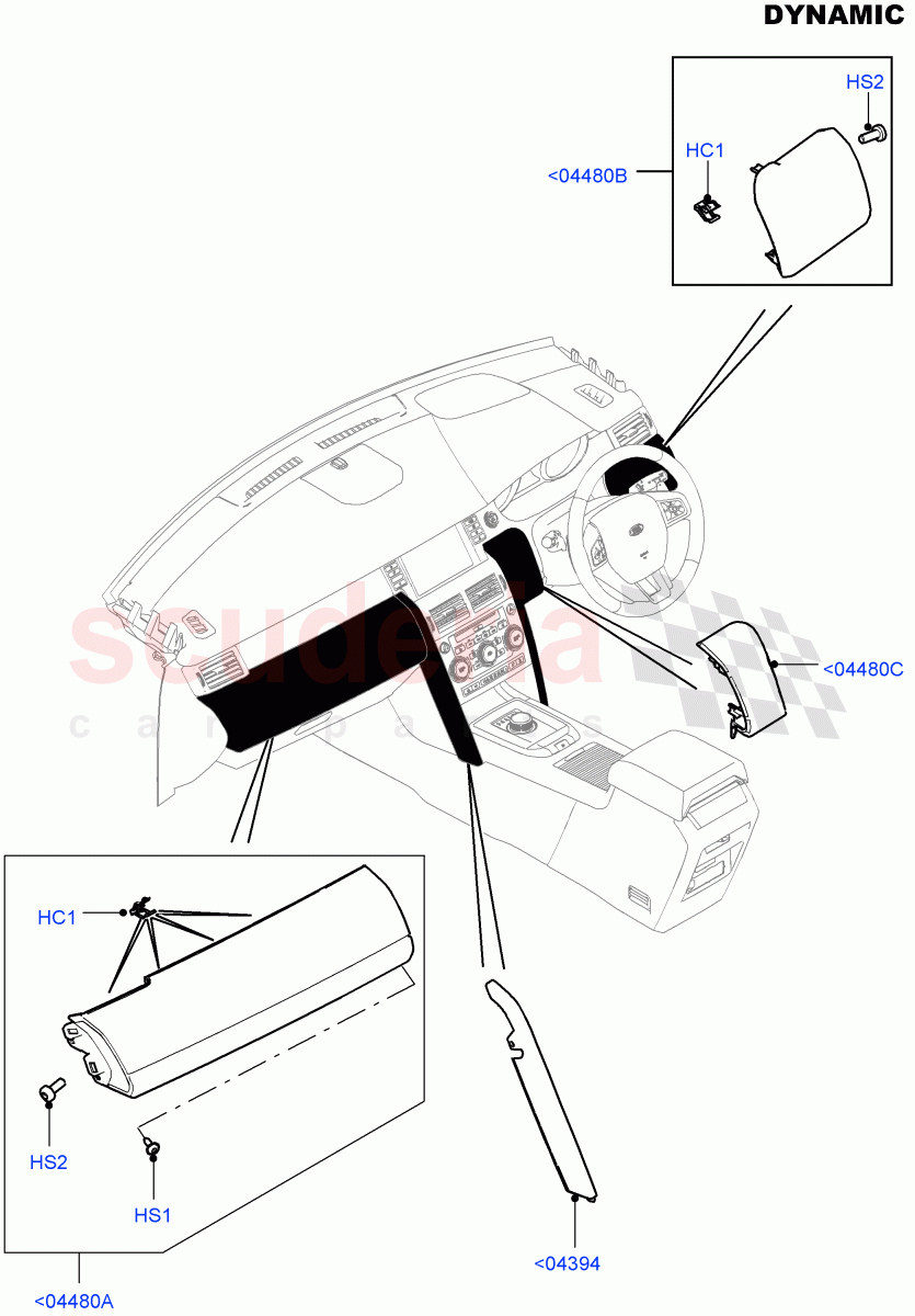 Instrument Panel (External, Dynamic Pack) (Halewood (UK), Dual Exhaust - Dynamic, PVC Triton Grain Facia) ((V) FROMGH000001, (V) TOKH999999) of Land Rover Land Rover Discovery Sport (2015+) [2.0 Turbo Diesel]