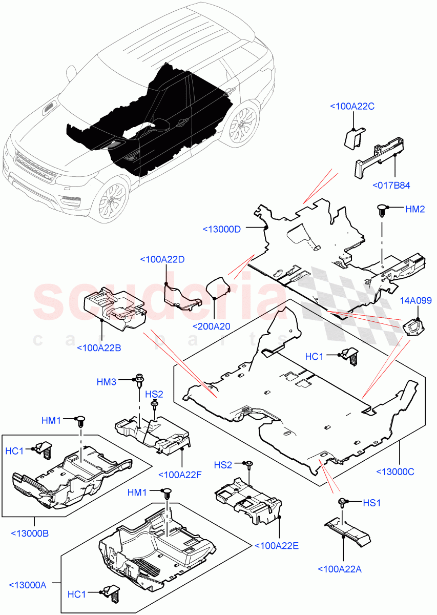 Floor Trim(Floor Carpets)(With 7 Seat Configuration) of Land Rover Land Rover Range Rover Sport (2014+) [3.0 I6 Turbo Diesel AJ20D6]