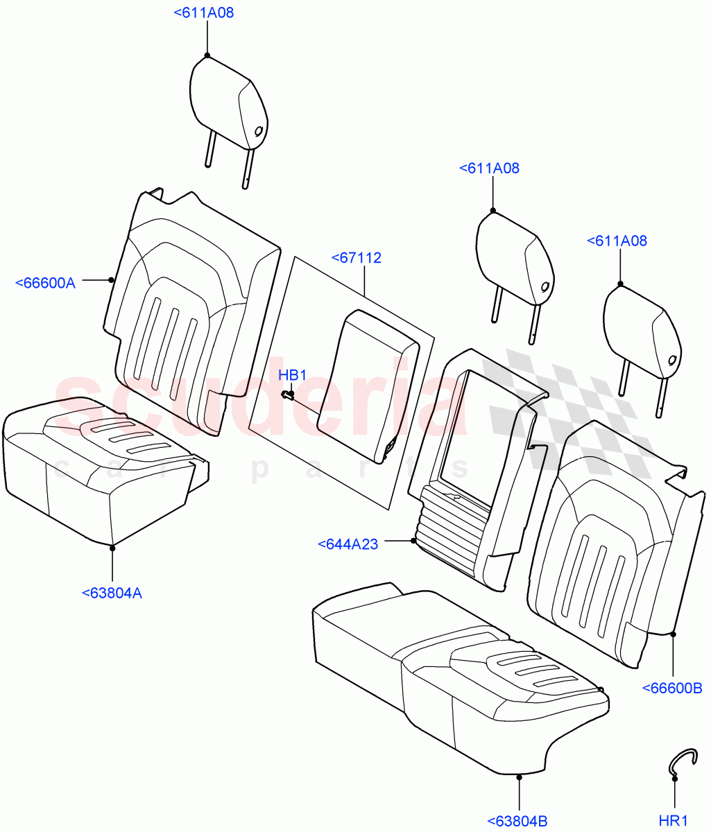 Rear Seat Covers(Standard Wheelbase,Taurus Leather/Perf Fabric(Dynamic),60/40 Load Through With Slide)((V)FROMM2000001) of Land Rover Land Rover Defender (2020+) [3.0 I6 Turbo Petrol AJ20P6]