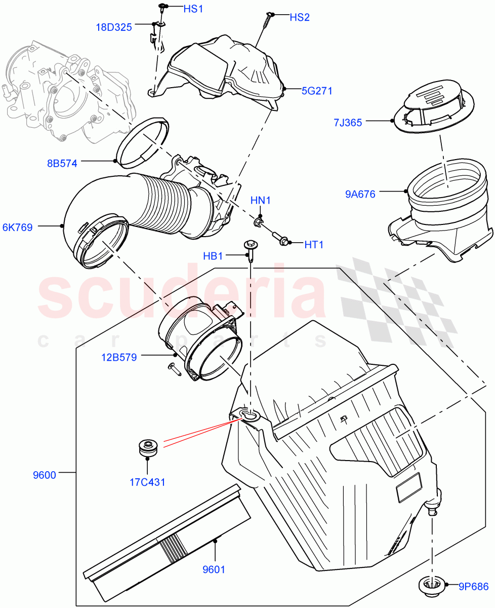 Air Cleaner(2.0L AJ20D4 Diesel LF PTA,Halewood (UK),2.0L AJ20D4 Diesel High PTA,2.0L AJ20D4 Diesel Mid PTA) of Land Rover Land Rover Discovery Sport (2015+) [2.0 Turbo Diesel]