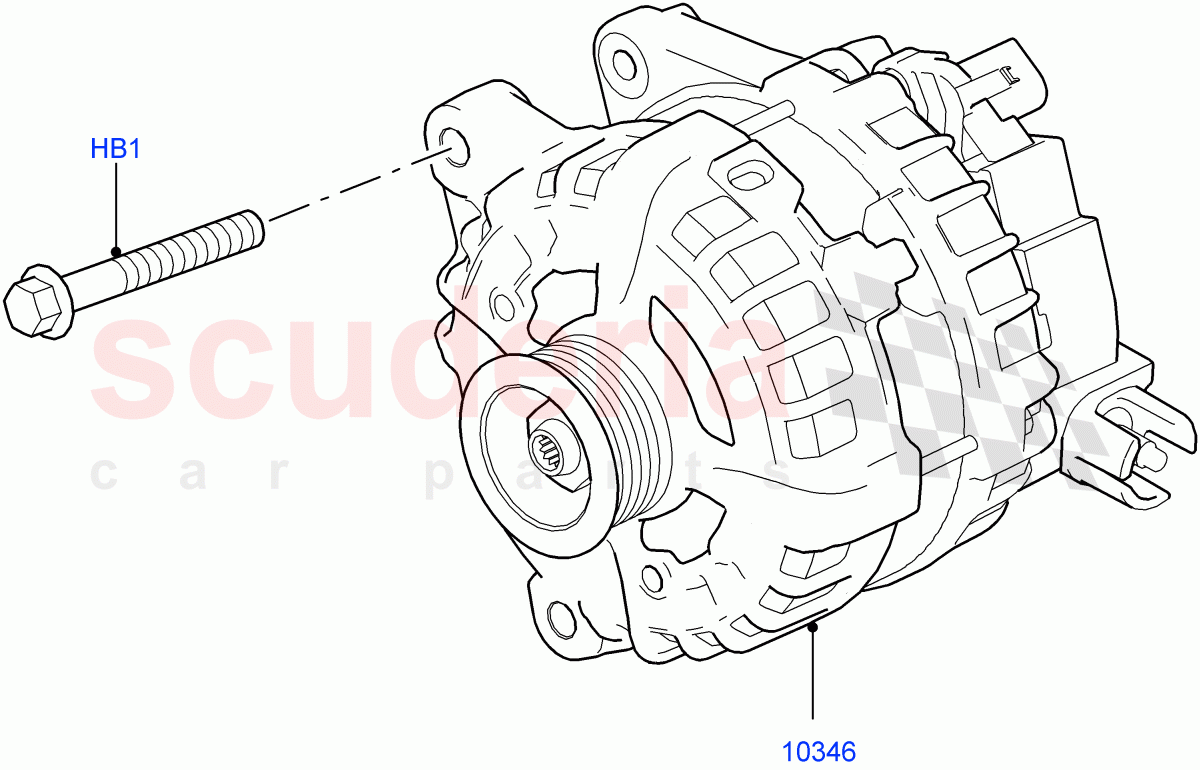 Alternator And Mountings(Nitra Plant Build)(2.0L I4 High DOHC AJ200 Petrol,2.0L I4 DSL MID DOHC AJ200,2.0L I4 DSL HIGH DOHC AJ200,3.0L AJ20D6 Diesel High)((V)FROMK2000001) of Land Rover Land Rover Discovery 5 (2017+) [3.0 Diesel 24V DOHC TC]