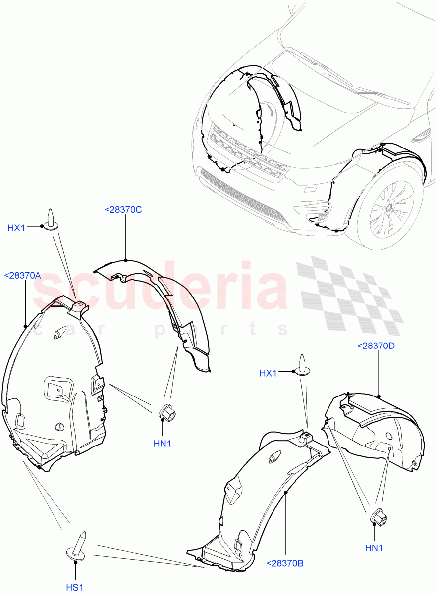 Front Panels, Aprons & Side Members(Wheelhouse)(Halewood (UK)) of Land Rover Land Rover Discovery Sport (2015+) [2.0 Turbo Diesel AJ21D4]