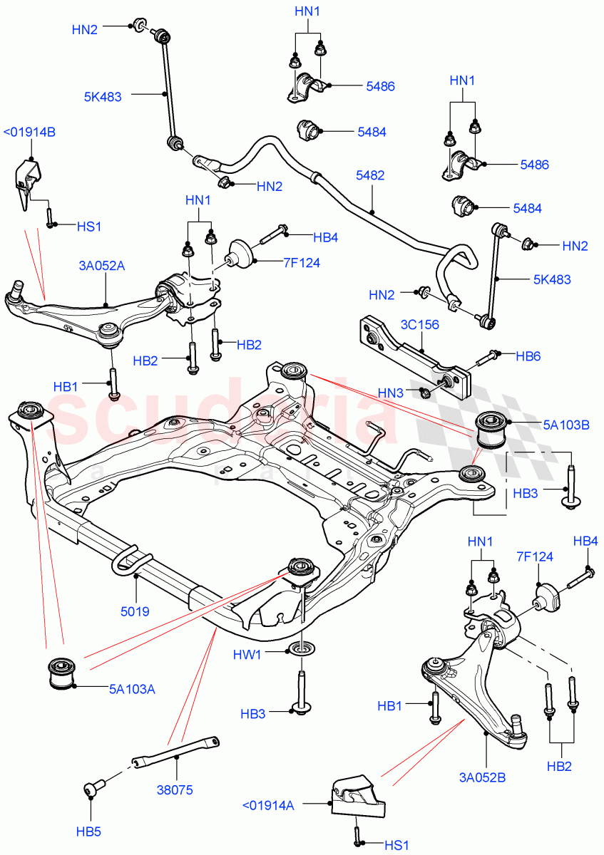 Front Susp.Arms/Stabilizer/X-Member (Halewood (UK)) of Land Rover Land Rover Range Rover Evoque (2012-2018) [2.2 Single Turbo Diesel]