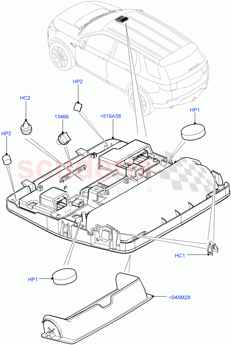 Console - Overhead(Changsu (China))((V)FROMFG000001) of Land Rover Land Rover Discovery Sport (2015+) [1.5 I3 Turbo Petrol AJ20P3]