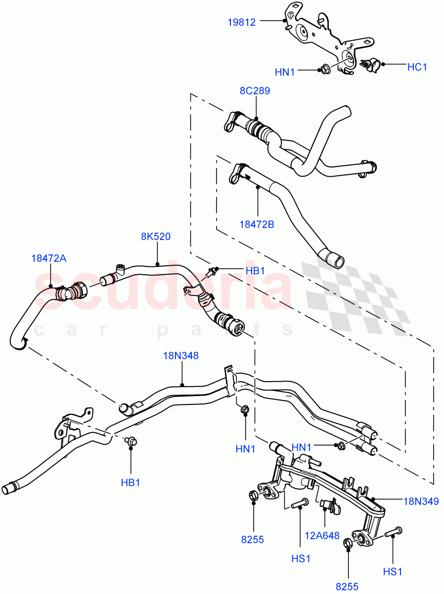 Heater Hoses (Front) (5.0L OHC SGDI SC V8 Petrol - AJ133, Premium Air Conditioning-Front/Rear, Less Park Heating, 5.0L OHC SGDI NA V8 Petrol - AJ133) ((V) FROMAA000001) of Land Rover Land Rover Range Rover (2010-2012) [3.6 V8 32V DOHC EFI Diesel]