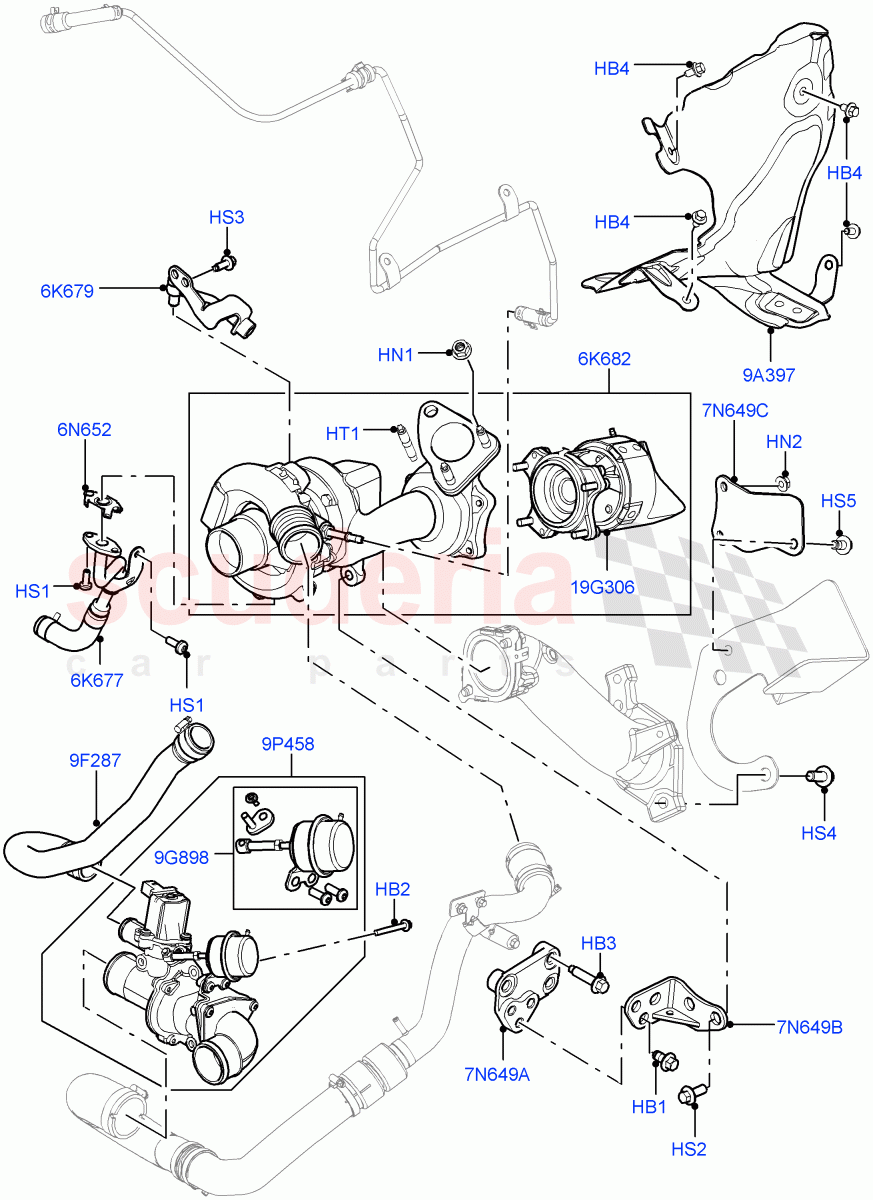 Turbocharger (LH Side - Secondary) (4.4L DOHC DITC V8 Diesel) ((V) FROMBA000001) of Land Rover Land Rover Range Rover (2010-2012) [4.4 DOHC Diesel V8 DITC]