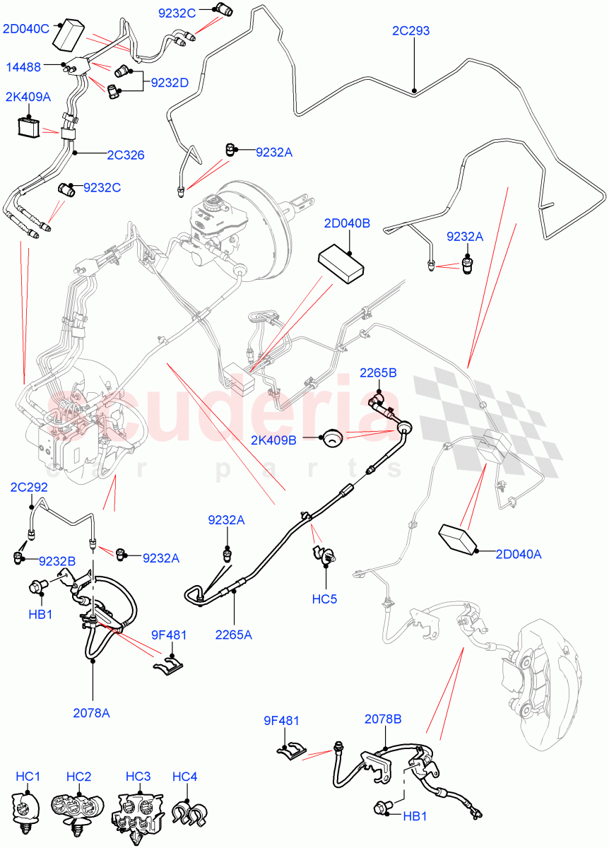 Front Brake Pipes(2.0L AJ200P Hi PHEV,RHD)((V)FROMJA000001) of Land Rover Land Rover Range Rover (2012-2021) [3.0 I6 Turbo Petrol AJ20P6]