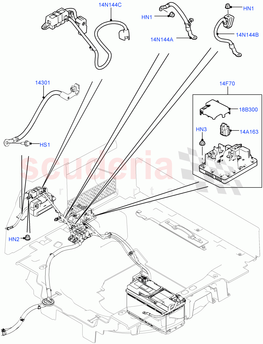 Battery Cables And Horn(Battery Cables)(Starter - Stop/Start System,Auxillary Battery 14AH B19) of Land Rover Land Rover Range Rover Sport (2014+) [5.0 OHC SGDI SC V8 Petrol]