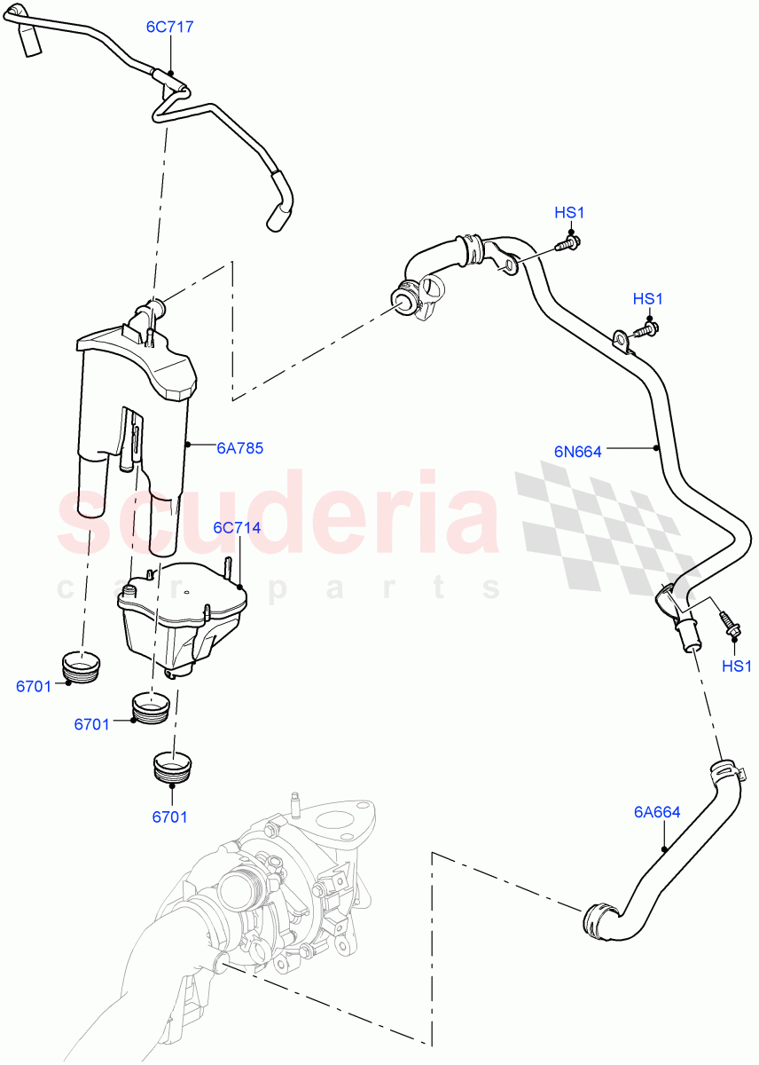Emission Control - Crankcase (Engine Ventilation) (3.0L 24V DOHC V6 TC Diesel, 3.0 V6 Diesel Electric Hybrid Eng, 3.0L 24V V6 Turbo Diesel Std Flow) of Land Rover Land Rover Range Rover (2012-2021) [3.0 Diesel 24V DOHC TC]
