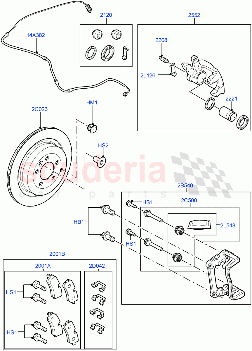 Rear Brake Discs And Calipers (3.0L 24V DOHC V6 TC Diesel, 5.0L OHC SGDI NA V8 Petrol - AJ133) ((V) FROMAA547441, (V) TOCA999999) of Land Rover Land Rover Discovery 4 (2010-2016) [3.0 DOHC GDI SC V6 Petrol]