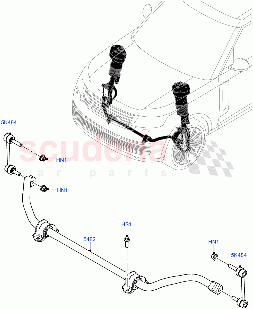 Front Cross Member & Stabilizer Bar (Conventional Stabilizer Bar) (With Four Corner Air Suspension) of Land Rover Land Rover Range Rover (2022+) [3.0 I6 Turbo Diesel AJ20D6]