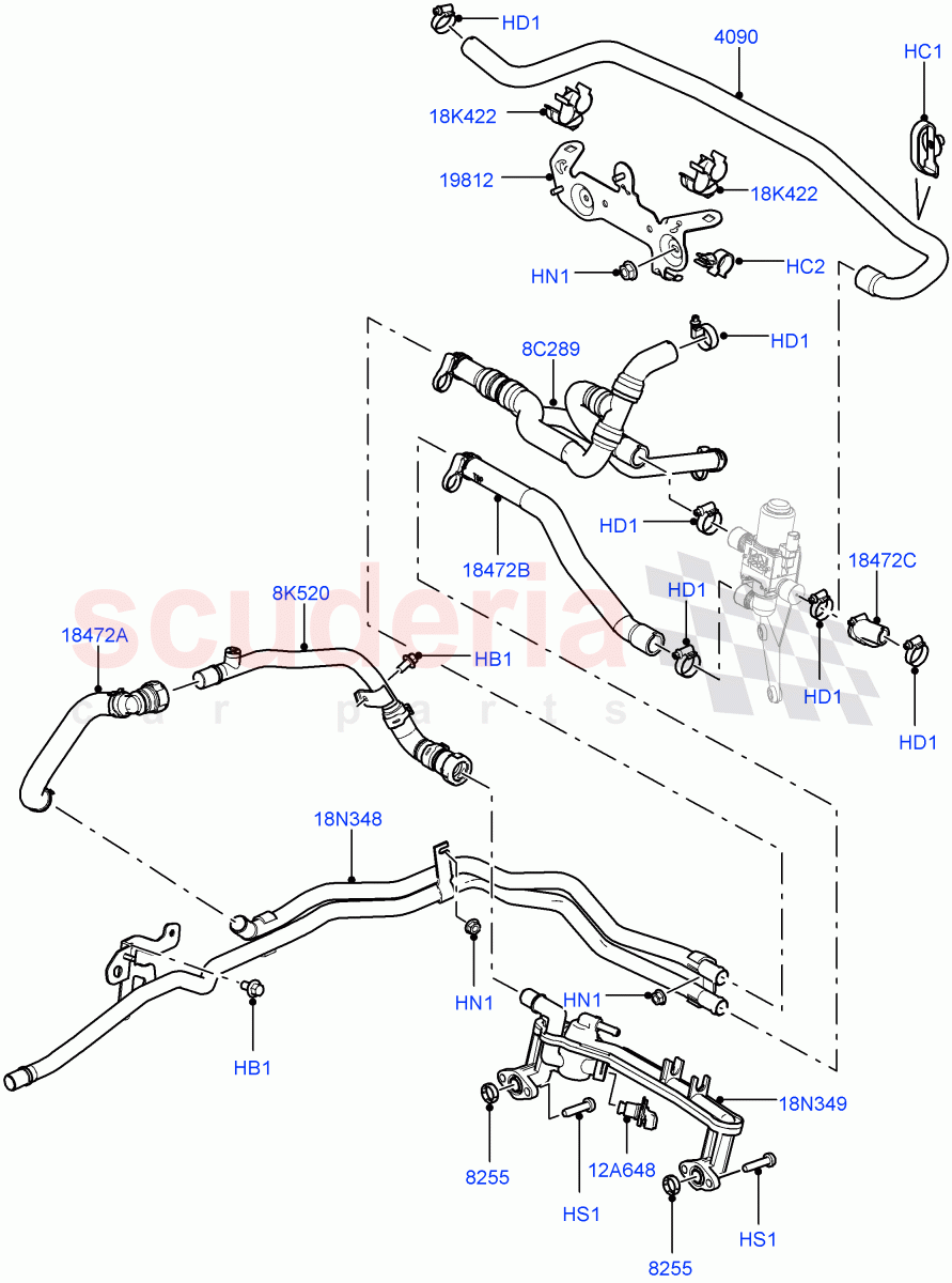 Heater Hoses (Front) (5.0L OHC SGDI NA V8 Petrol - AJ133, Premium Air Conditioning-Front/Rear, Park Heating With Remote Control, 5.0L OHC SGDI SC V8 Petrol - AJ133) ((V) FROMAA000001) of Land Rover Land Rover Range Rover (2010-2012) [3.6 V8 32V DOHC EFI Diesel]