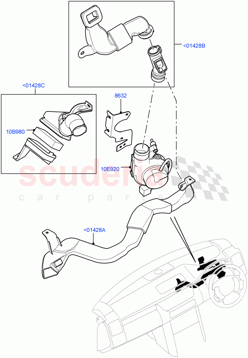 Air Vents, Louvres And Ducts(Instrument Cluster And Front Screen Cooling System)((V)FROMAA000001) of Land Rover Land Rover Range Rover (2010-2012) [5.0 OHC SGDI NA V8 Petrol]