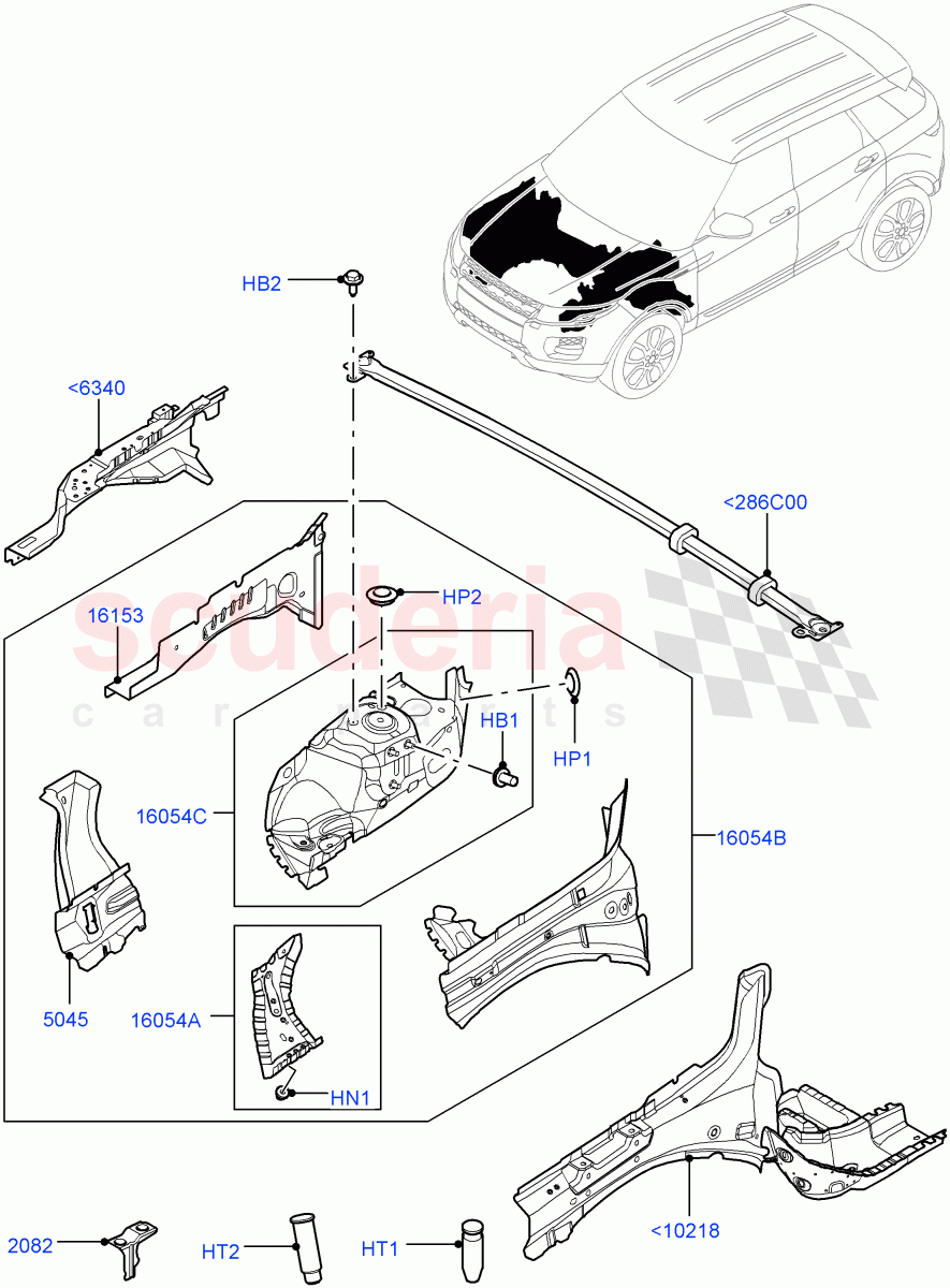 Front Panels, Aprons & Side Members (Aprons And Side Members) (Halewood (UK)) of Land Rover Land Rover Range Rover Evoque (2012-2018) [2.2 Single Turbo Diesel]