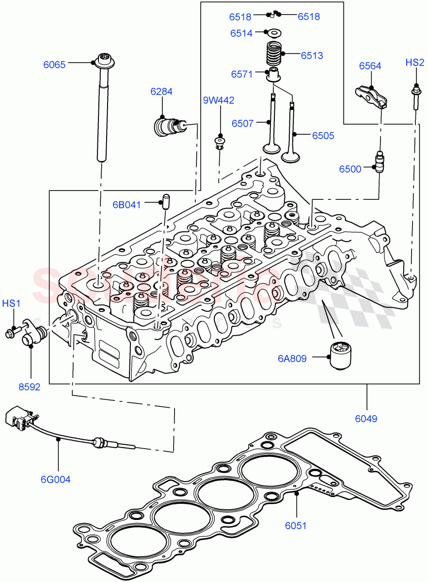 Cylinder Head (Nitra Plant Build) (2.0L I4 DSL HIGH DOHC AJ200) ((V) FROMK2000001) of Land Rover Land Rover Defender (2020+) [2.0 Turbo Diesel]