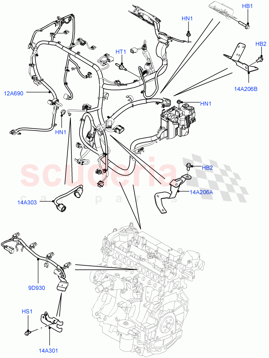 Electrical Wiring - Engine And Dash (Engine) (2.0L 16V TIVCT T/C 240PS Petrol, Itatiaia (Brazil)) ((V) FROMGT000001) of Land Rover Land Rover Range Rover Evoque (2012-2018) [2.0 Turbo Diesel]