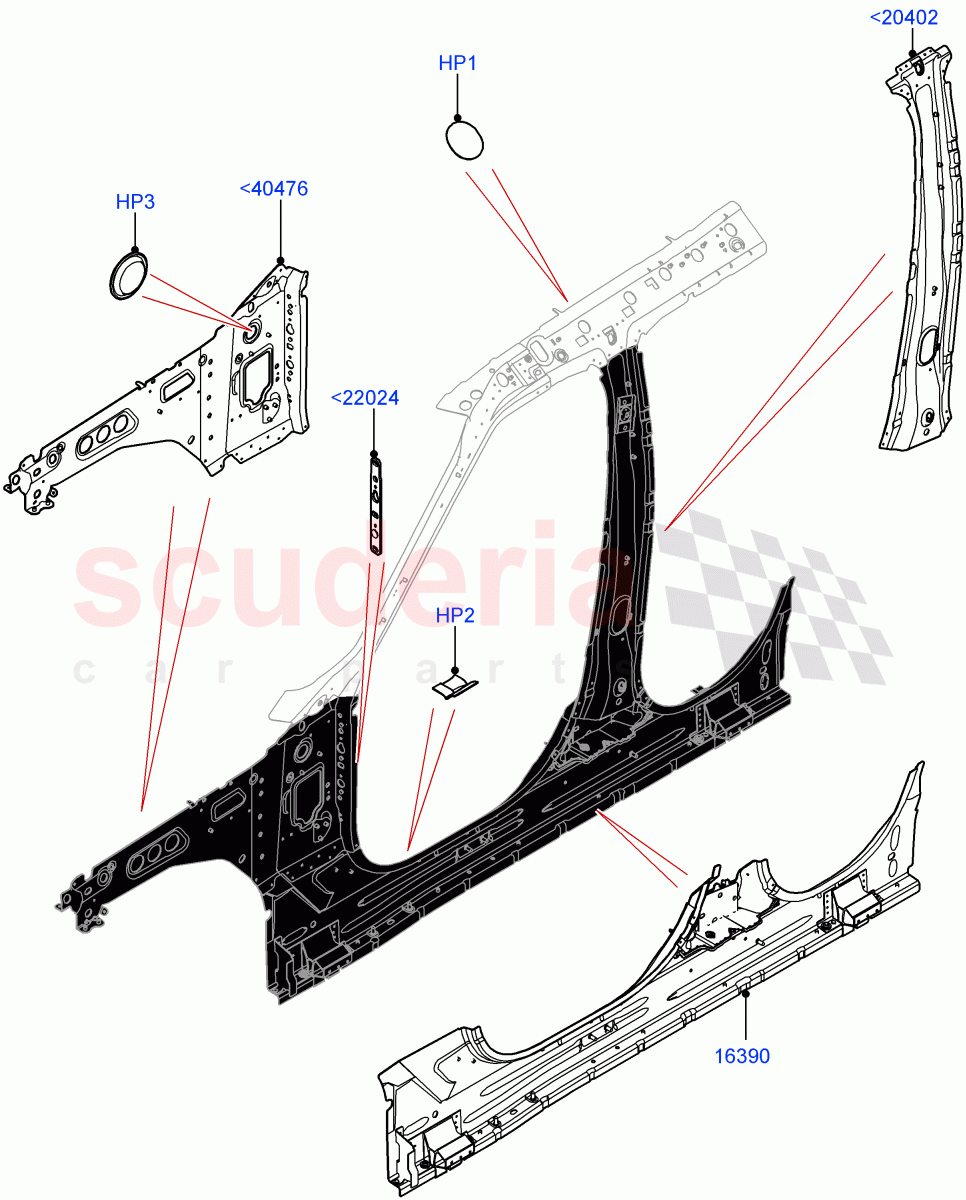 Side Panels - Inner(Inner - Front, Nitra Plant Build)((V)FROMK2000001) of Land Rover Land Rover Discovery 5 (2017+) [3.0 I6 Turbo Diesel AJ20D6]