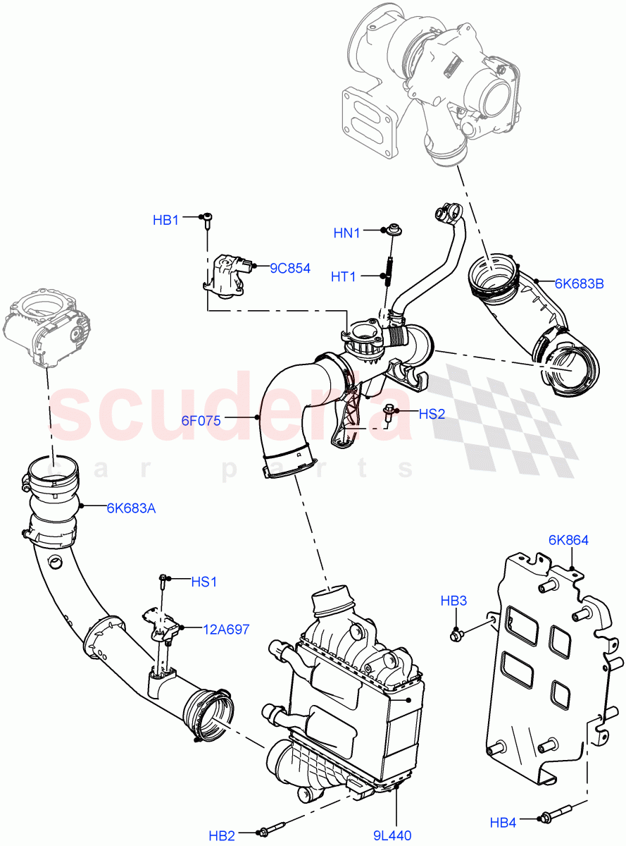 Intercooler/Air Ducts And Hoses (2.0L AJ20P4 Petrol Mid PTA, Changsu (China)) of Land Rover Land Rover Discovery Sport (2015+) [2.0 Turbo Petrol AJ200P]