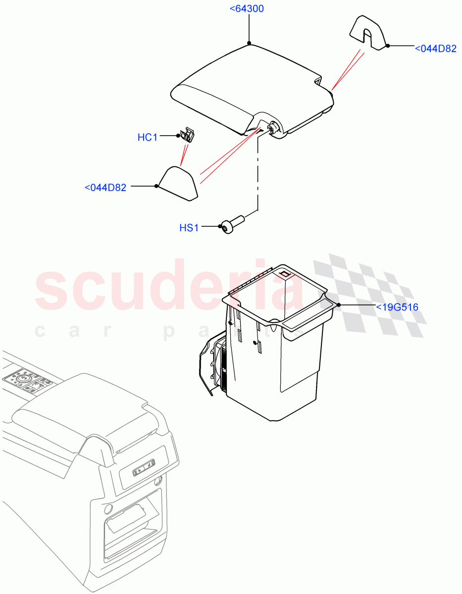 Console - Floor (For Stowage Boxes And Lids, Solihull Plant Build) ((V) FROMHA000001) of Land Rover Land Rover Discovery 5 (2017+) [3.0 I6 Turbo Petrol AJ20P6]