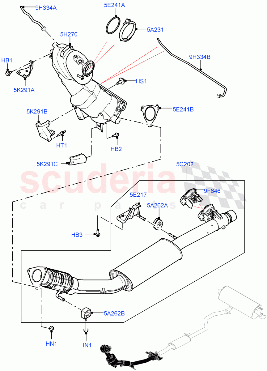 Front Exhaust System (2.0L AJ21D4 Diesel Mid, Stage V Plus DPF, Halewood (UK), Proconve L6 Emissions) ((V) FROMMH000001) of Land Rover Land Rover Discovery Sport (2015+) [2.0 Turbo Diesel AJ21D4]