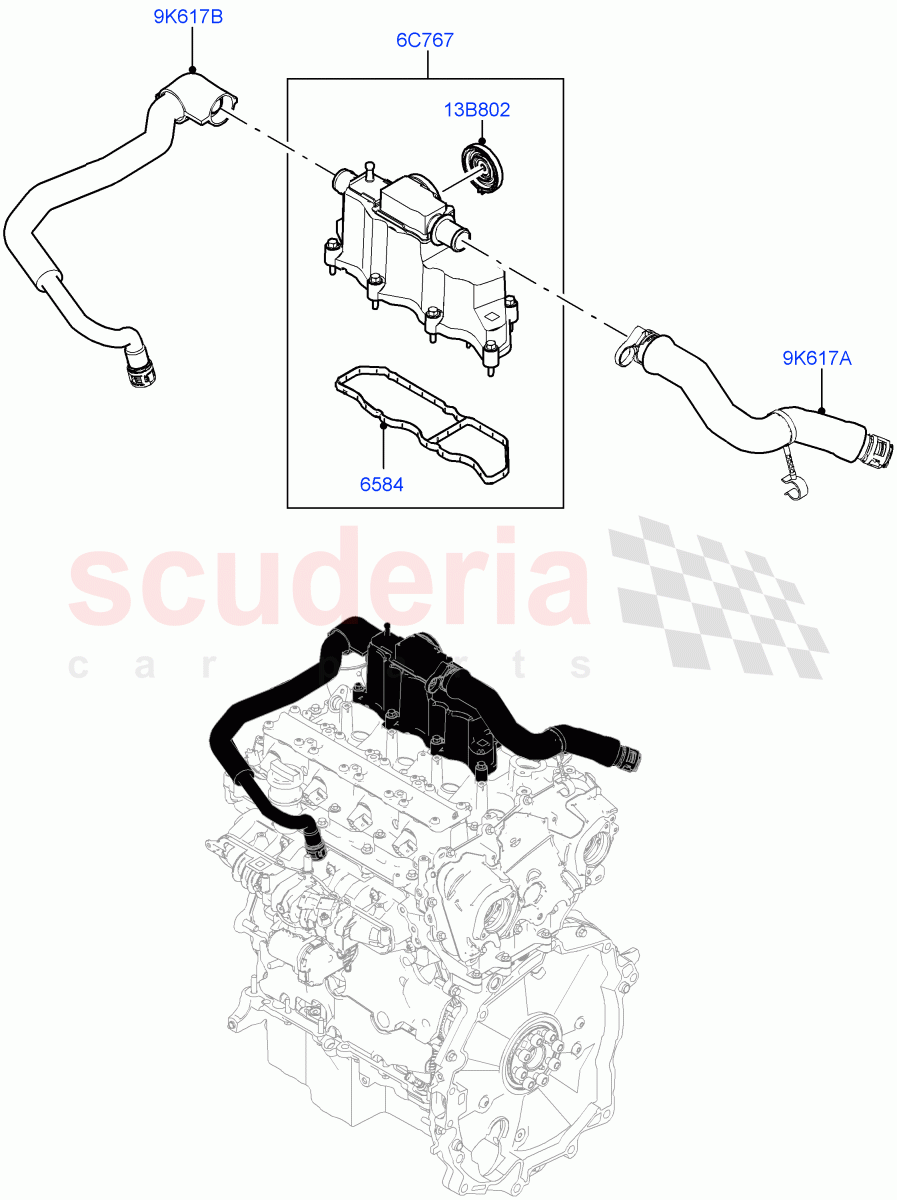 Emission Control - Crankcase (2.0L AJ20P4 Petrol Mid PTA, Changsu (China)) of Land Rover Land Rover Range Rover Evoque (2019+) [2.0 Turbo Petrol AJ200P]