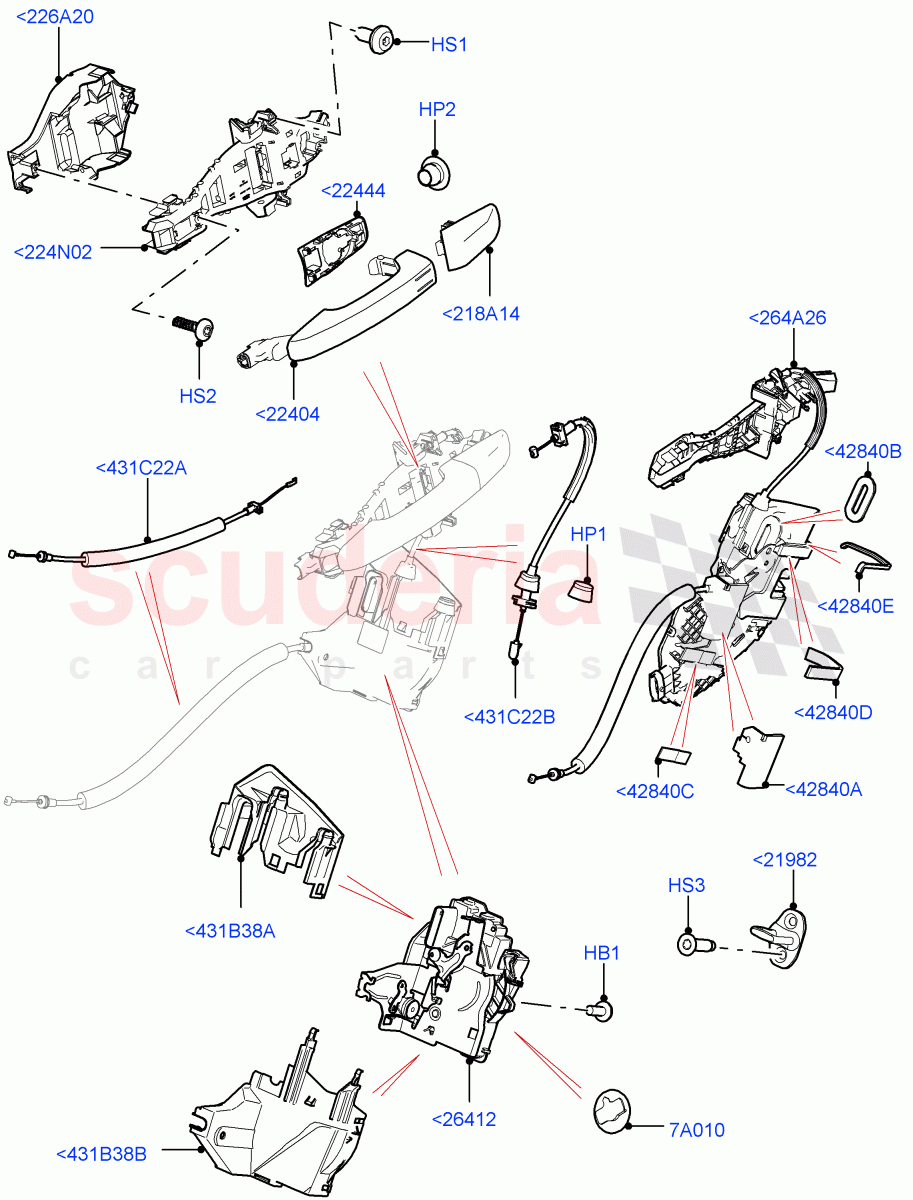 Rear Door Lock Controls(Nitra Plant Build)((V)FROMK2000001) of Land Rover Land Rover Discovery 5 (2017+) [3.0 I6 Turbo Petrol AJ20P6]