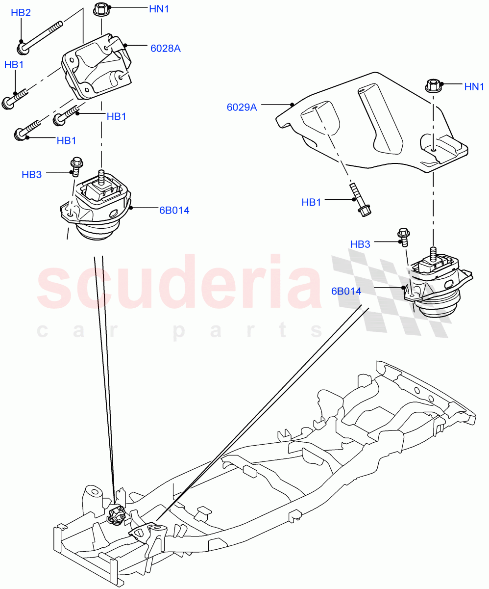 Engine Mounting(AJ Petrol 4.4 V8 EFI (220KW),AJ Petrol 4.2 V8 Supercharged)((V)TO9A999999) of Land Rover Land Rover Range Rover Sport (2005-2009) [4.4 AJ Petrol V8]