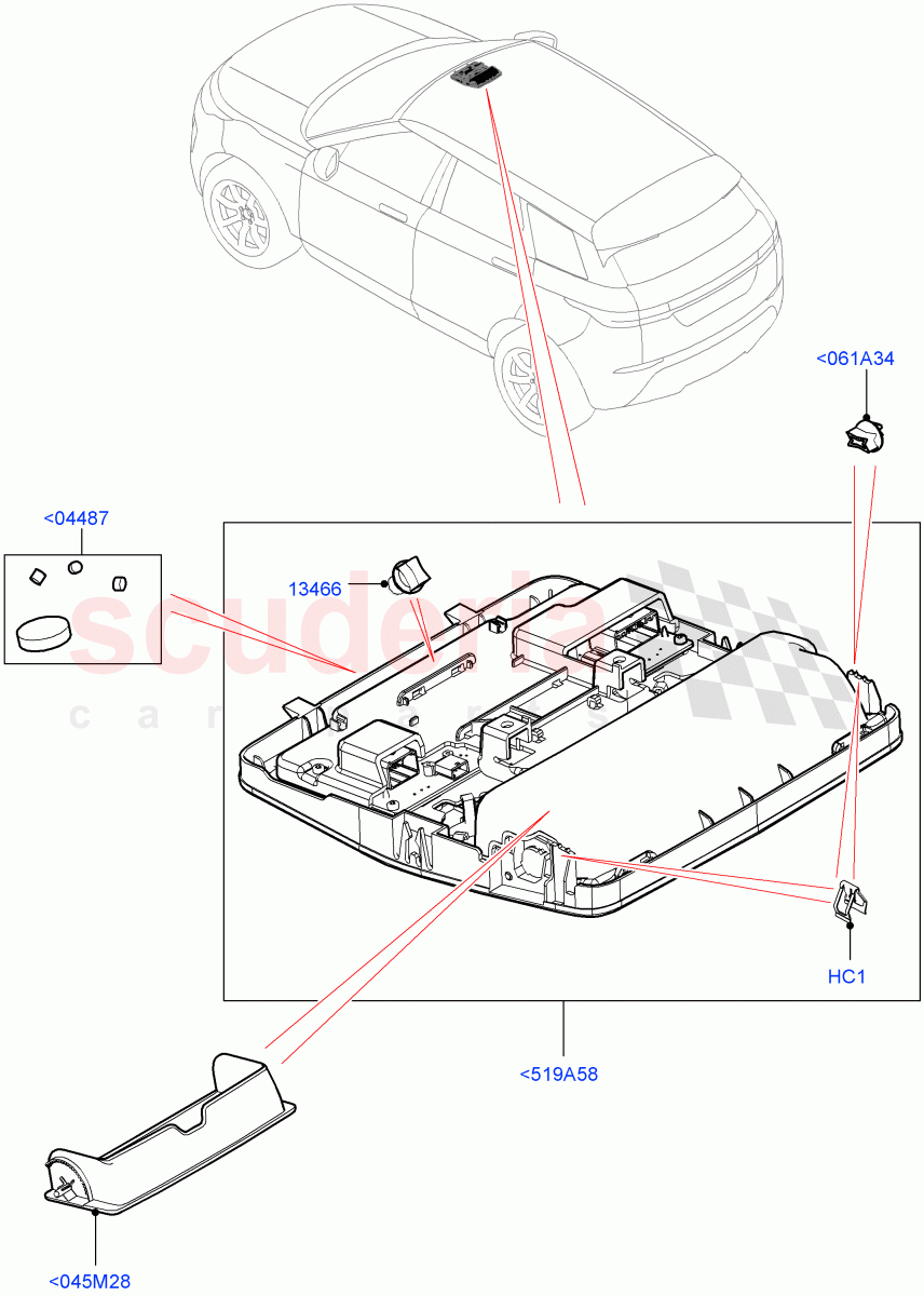 Console - Overhead (Itatiaia (Brazil)) of Land Rover Land Rover Range Rover Evoque (2019+) [2.0 Turbo Diesel]