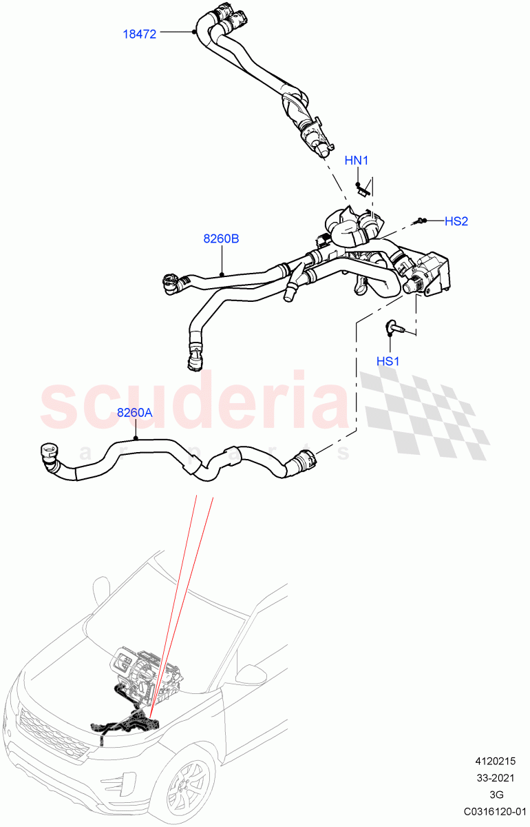 Heater Hoses (1.5L AJ20P3 Petrol High PHEV, Changsu (China)) ((V) FROMMG575835) of Land Rover Land Rover Range Rover Evoque (2019+) [2.0 Turbo Diesel AJ21D4]