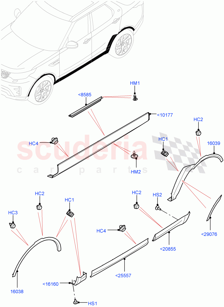 Body Mouldings(Solihull Plant Build)((V)FROMHA000001) of Land Rover Land Rover Discovery 5 (2017+) [3.0 DOHC GDI SC V6 Petrol]