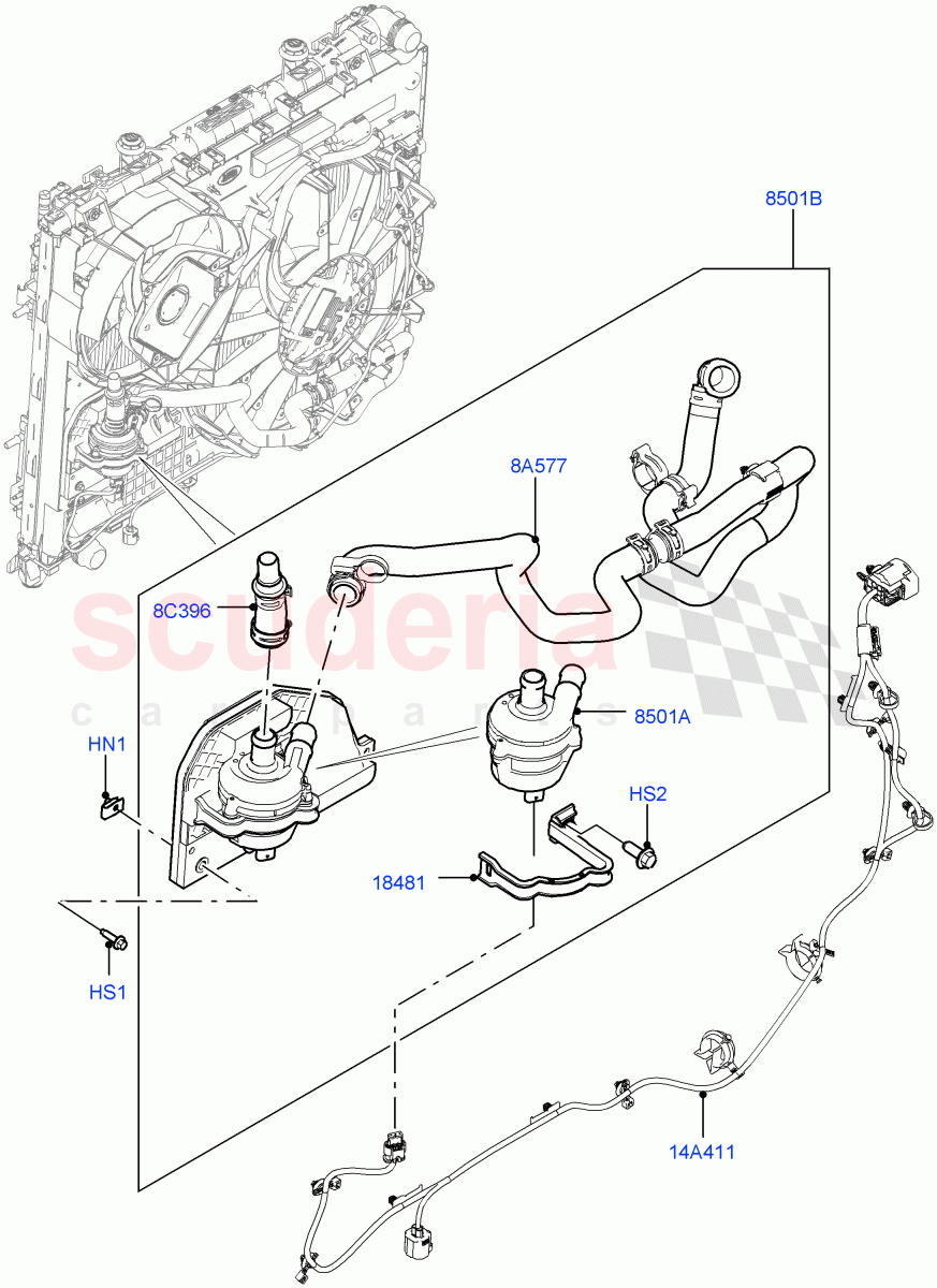 Water Pump(Solihull Plant Build, Auxiliary Unit)(3.0 V6 D Gen2 Mono Turbo,8 Speed Auto Trans ZF 8HP70 4WD,3.0 V6 D Gen2 Twin Turbo,3.0 V6 D Low MT ROW)((V)FROMFA000001) of Land Rover Land Rover Range Rover (2012-2021) [3.0 Diesel 24V DOHC TC]