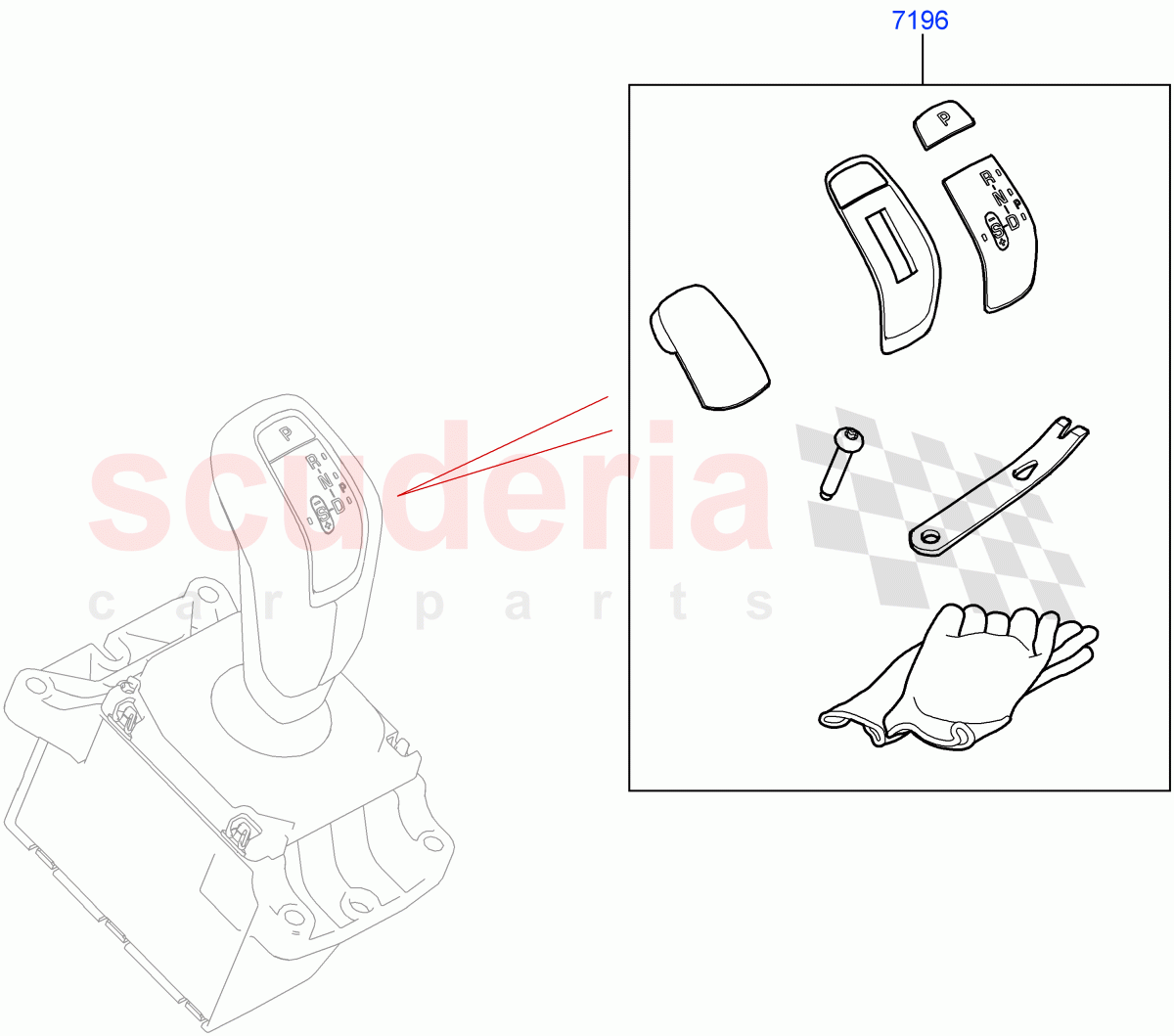 Gear Change-Automatic Transmission (Gear Shift Trigger Kit, Nitra Plant Build) (2.0L I4 DSL HIGH DOHC AJ200, 8 Speed Auto Trans ZF 8HP70 4WD, 5.0 Petrol AJ133 DOHC CDA) of Land Rover Land Rover Defender (2020+) [5.0 OHC SGDI SC V8 Petrol]