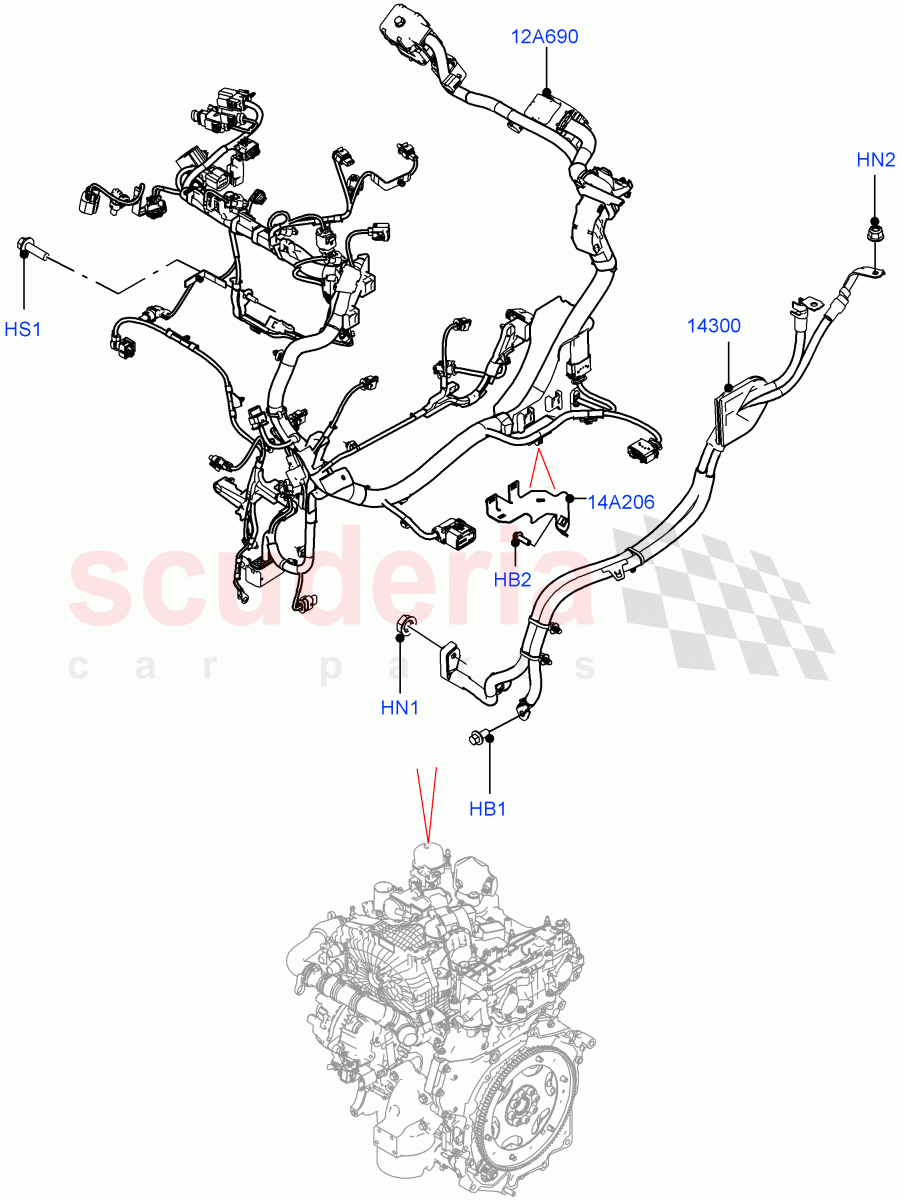 Electrical Wiring - Engine And Dash (Engine) (1.5L AJ20P3 Petrol High PHEV, Changsu (China)) ((V) FROMKG446857) of Land Rover Land Rover Discovery Sport (2015+) [2.0 Turbo Petrol GTDI]
