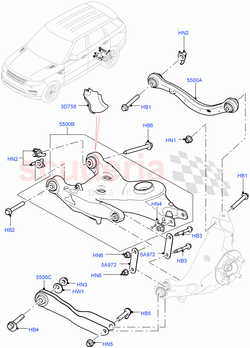 Rear Suspension Arms of Land Rover Land Rover Range Rover Sport (2014+) [2.0 Turbo Petrol AJ200P]