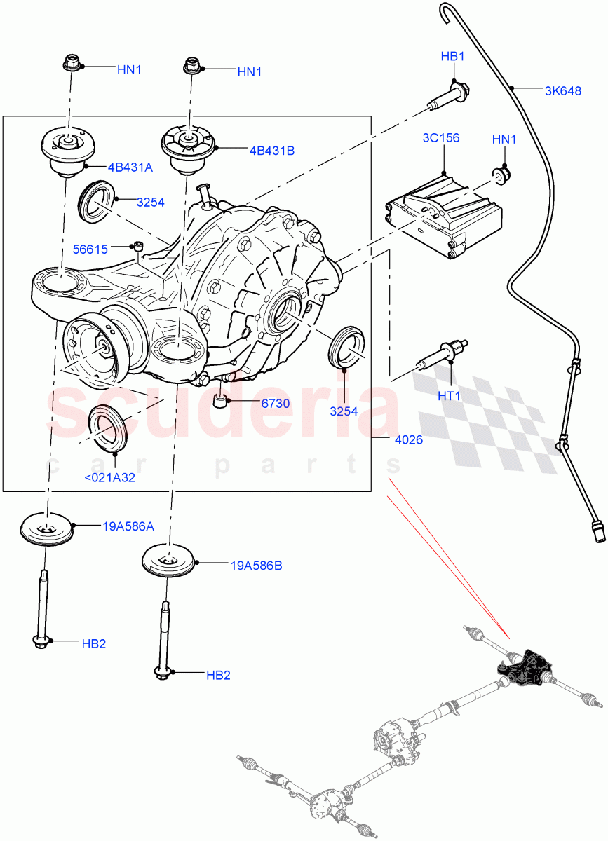 Rear Axle(3.0 V6 Diesel Electric Hybrid Eng,8 Speed Auto Trans ZF 8HP70 HEV 4WD,Rear Axle Open Style Differential,3.0 V6 D Gen2 Twin Turbo)((V)FROMEA000001) of Land Rover Land Rover Range Rover (2012-2021) [3.0 I6 Turbo Diesel AJ20D6]