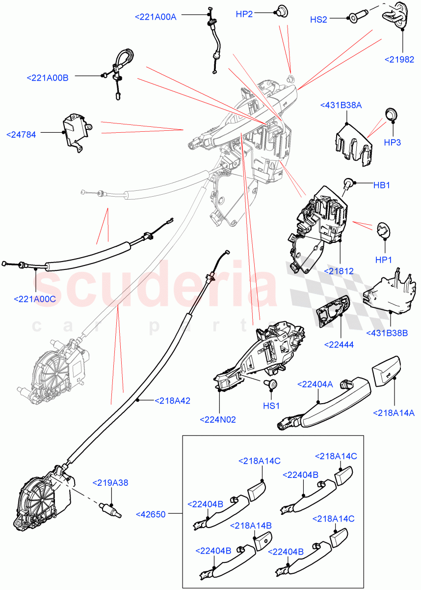 Front Door Lock Controls((V)TOHA999999) of Land Rover Land Rover Range Rover (2012-2021) [3.0 I6 Turbo Petrol AJ20P6]