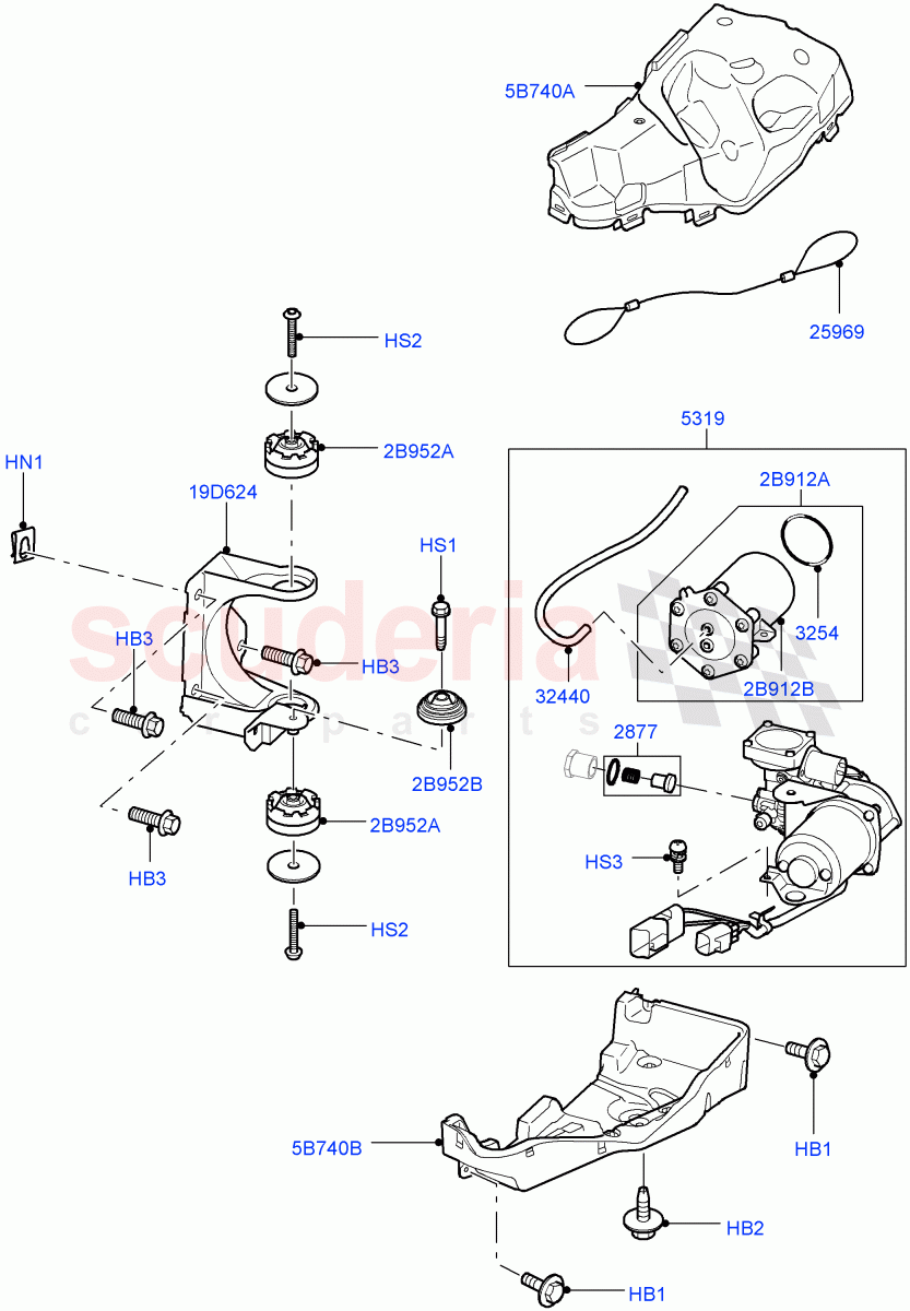 Air Suspension Compressor And Lines ('Hitachi' Compressor, Compressor Assy) (With Four Corner Air Suspension) ((V) FROMCA603540, (V) TOCA639077) of Land Rover Land Rover Discovery 4 (2010-2016) [5.0 OHC SGDI NA V8 Petrol]